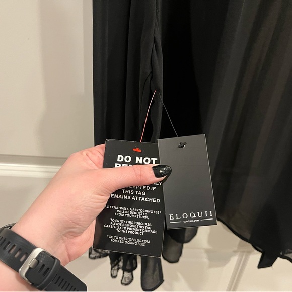 Eloquii Sheer Black Blouse with Lace Trim - Picture 5 of 10